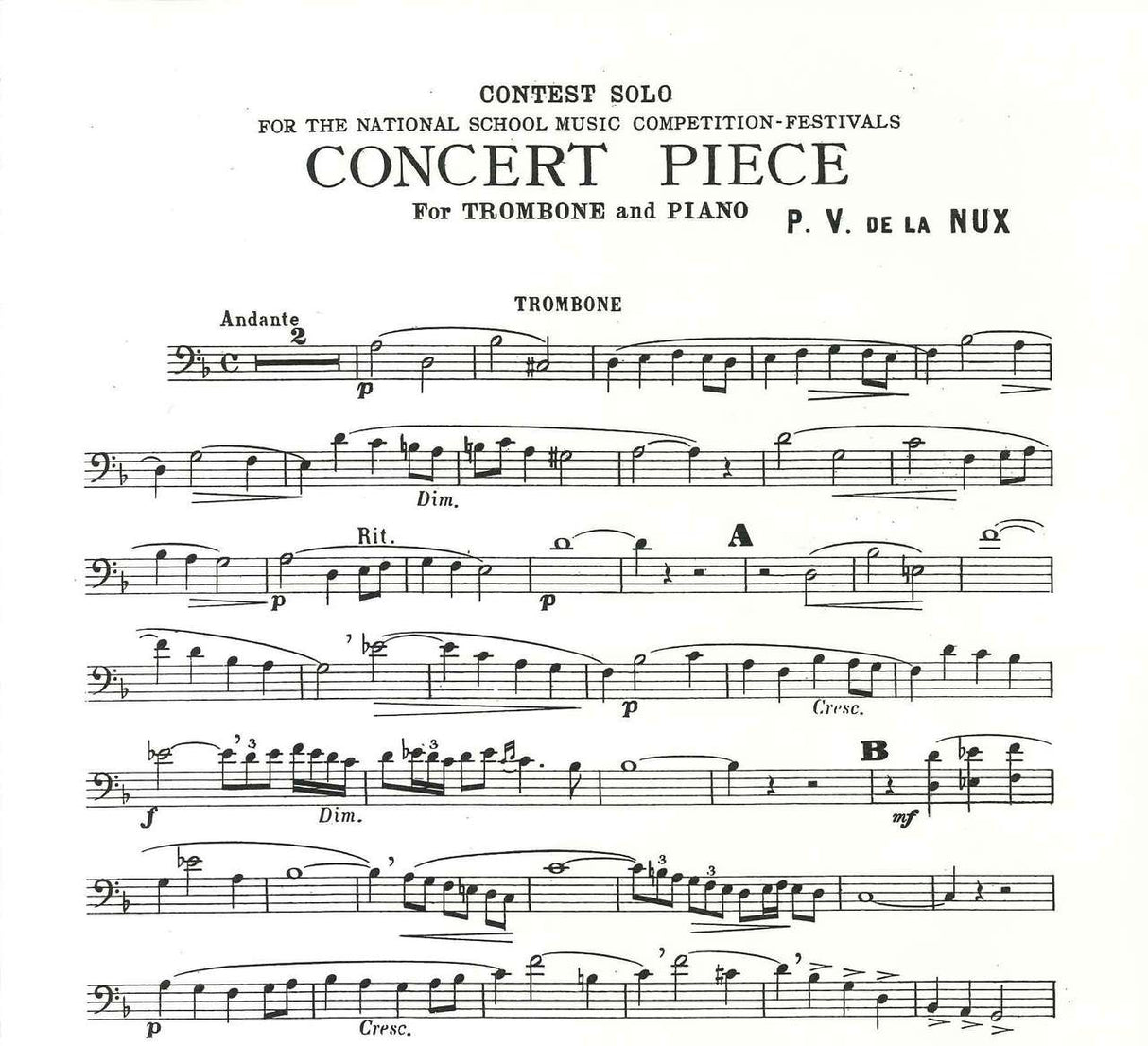 De la Nux, Concert Piece (Tbn/Bar,Pf) (Southern)