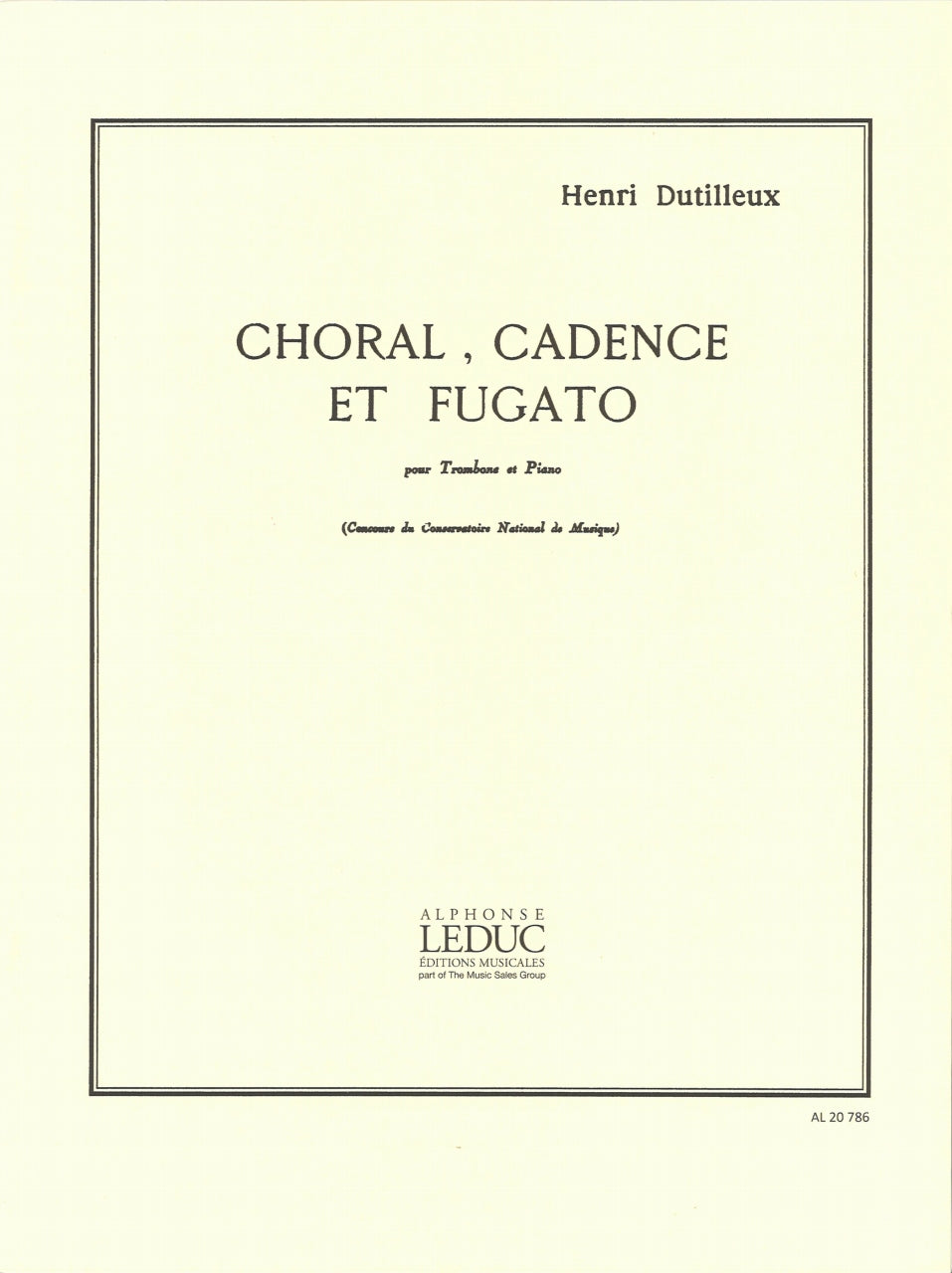 Dutilleux, Choral, Cadence et Fugato (Leduc)