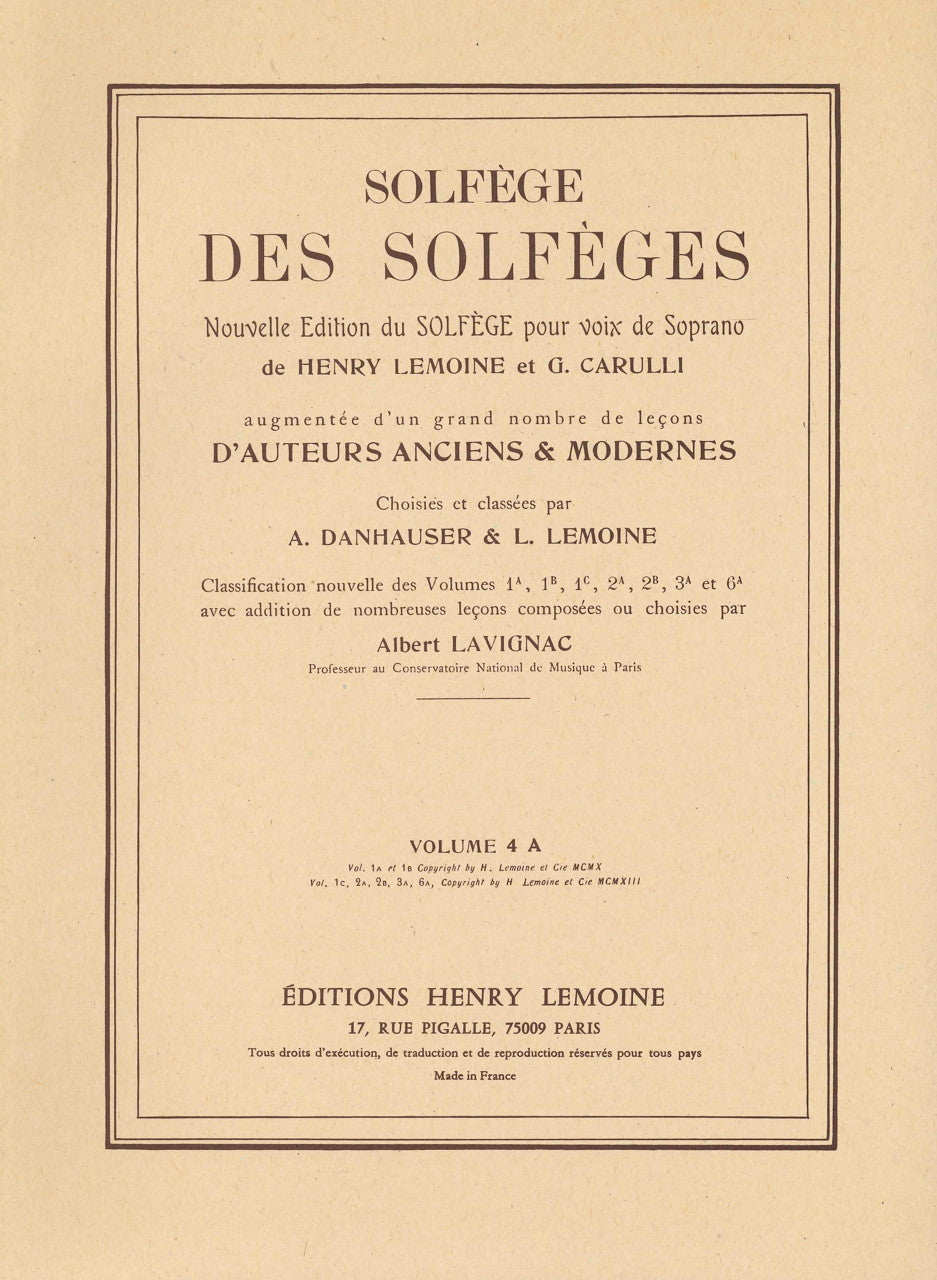 Solfege des solfeges 4A (avec accomp) (Lemoine)