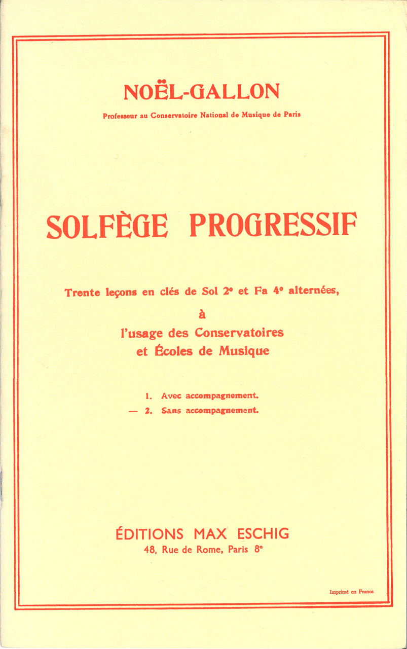 Gallon, Solfege Progressif 30 Sans Accom (Eschig)
