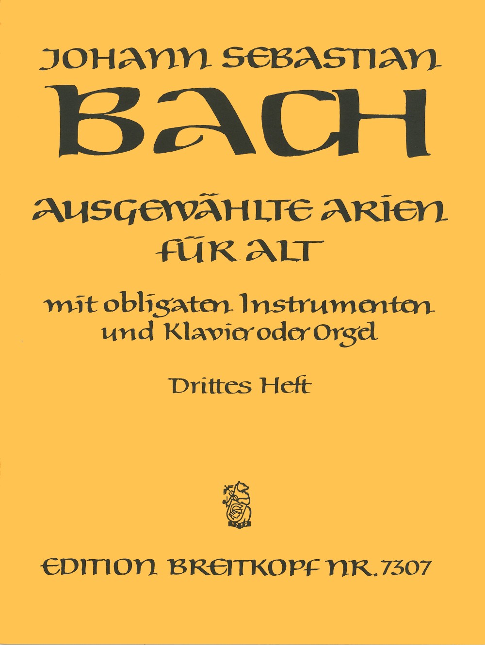 Bach, Ausgewahlte Arien fur Alt 3 (Breitkopf)