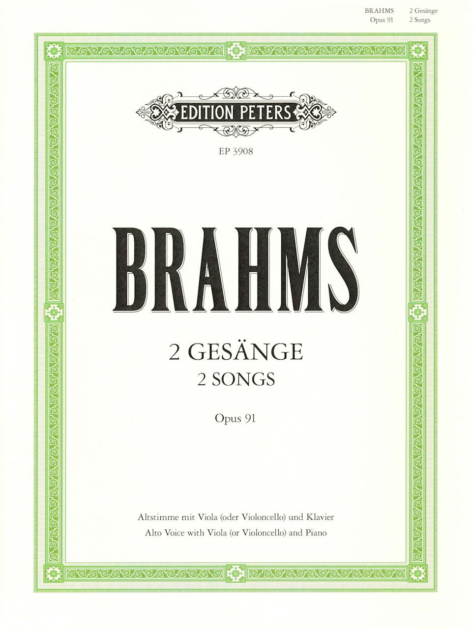 Brahms, 2 Gesange op. 91 (Alt,Va/Vc,Pf) (Peters)