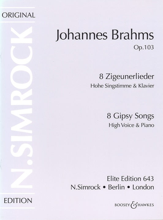 Brahms, 8 Zigeunerlieder op. 103 (High) (Simrock)
