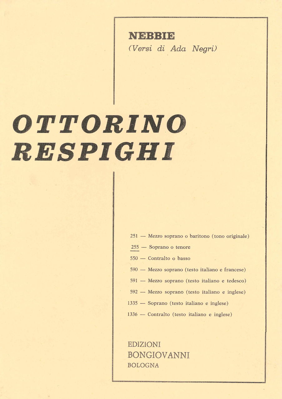 Respighi, Nebbie (Soprano o Tenore) (Bongiovanni)