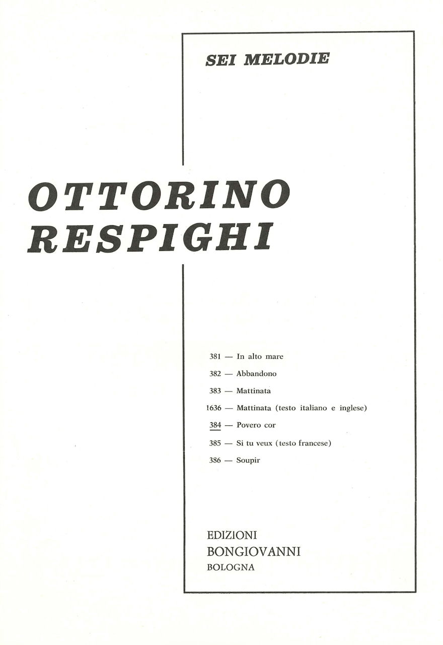 Respighi, 6 Melodie, 5: Si tu veux (Bongiovanni)