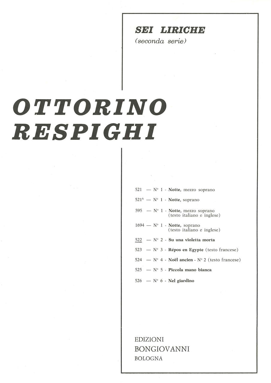 Respighi, 6 Liriche 2a serie, 2: Su una (Bongiovanni)