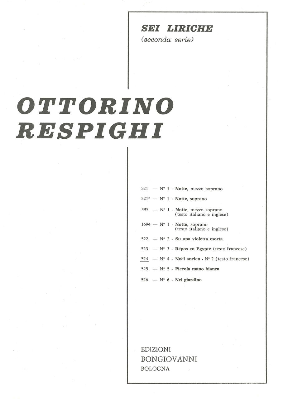 Respighi, 6 Liriche 2a serie, 4: Noel an (Bongiovanni)
