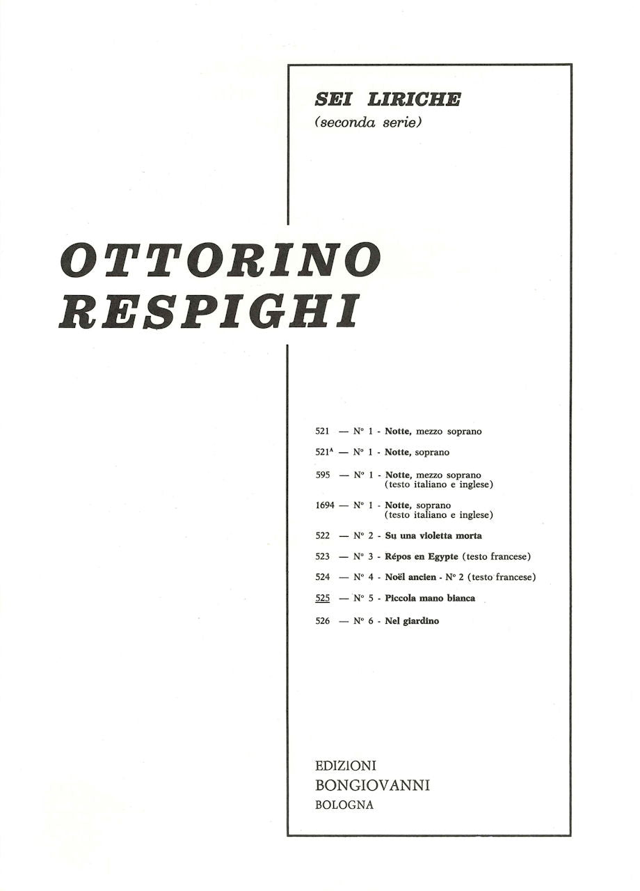 Respighi, 6 Liriche 2a serie, 5: Piccola (Bongiovanni)