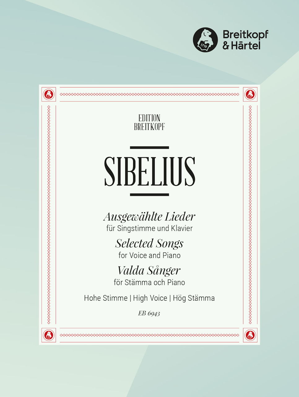 Sibelius, 15 ausgewahlte Lieder (hohe) (Breitkopf)