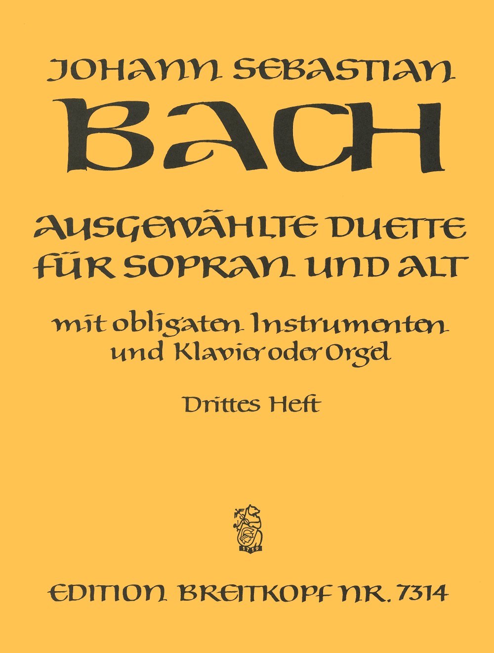 Bach, Ausgewahlte Duette fur Sop/Alt 3 (Breitkopf)