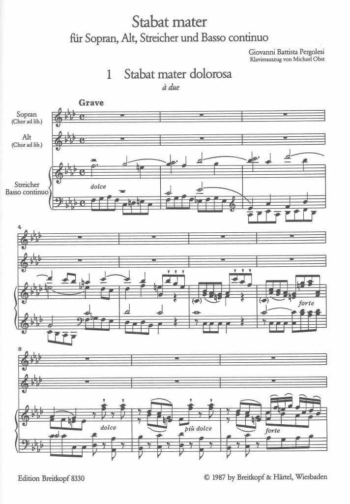 Pergolegi, Stabat mater (SA,Pf) (Breitkopf)