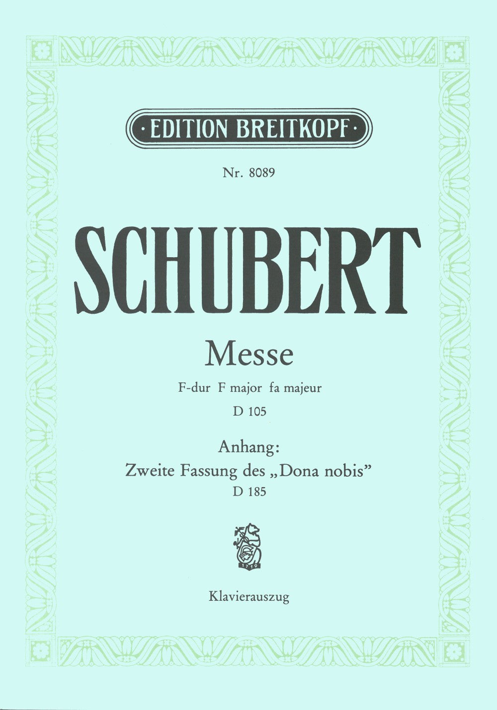 Schubert, Missa No. 1 in F D 105 + 185 (Breitkopf)