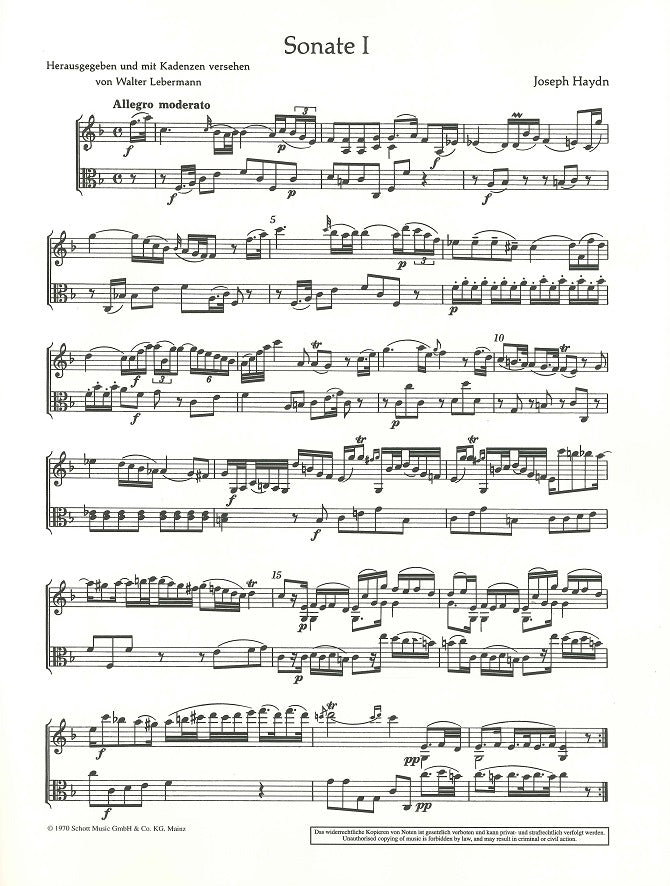 Haydn, Sonatas Hob. 6/1-3 (Vn,Va) (Schott)