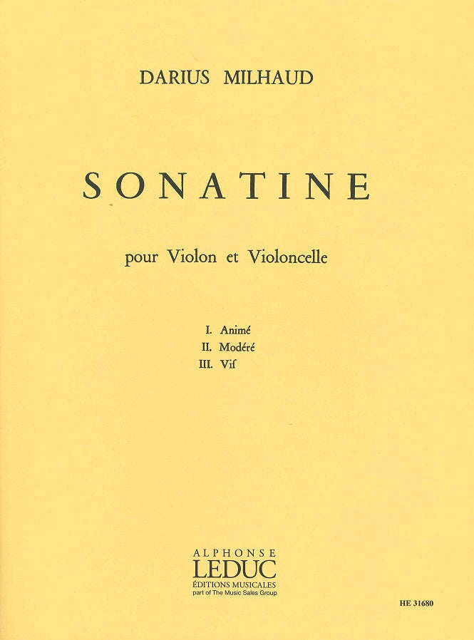 Milhaud, Sonatine op. 324 (Vn,Vc) (Heugel)
