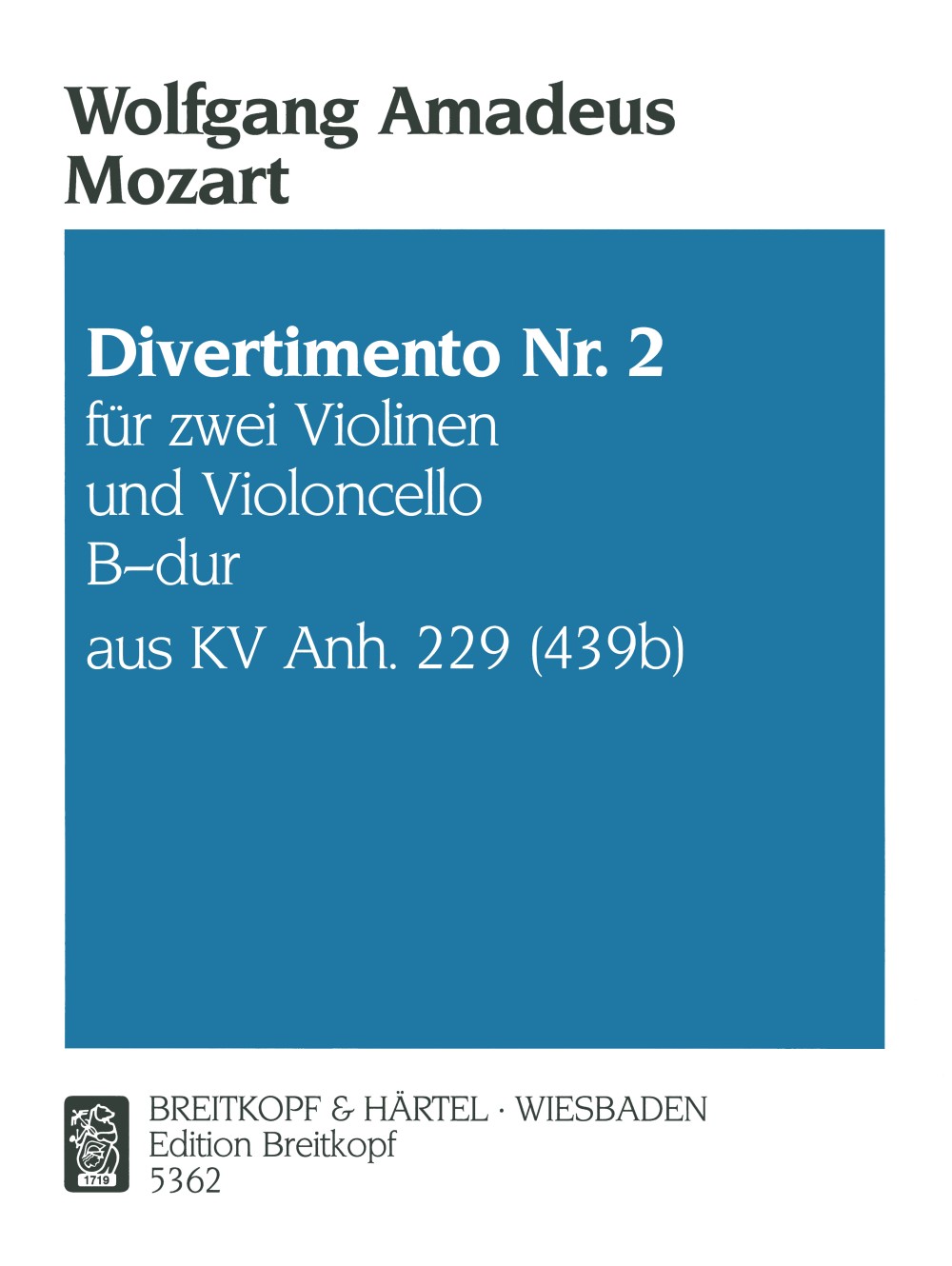 Mozart, Divertimento KV 439b/2 (2Vn,Vc) (Breitkopf)