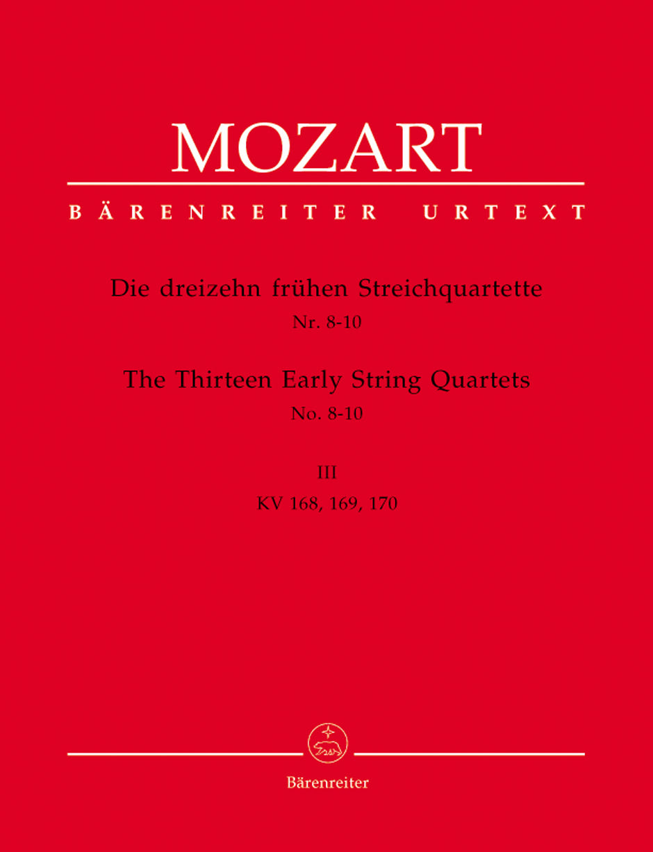 Mozart, 13 Fruhen Streichquartette, 3 (Barenreiter)