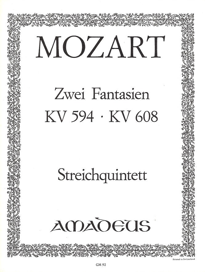 Mozart, Fantasien, KV 594, 608 (Qrt) (Kunzelmann)