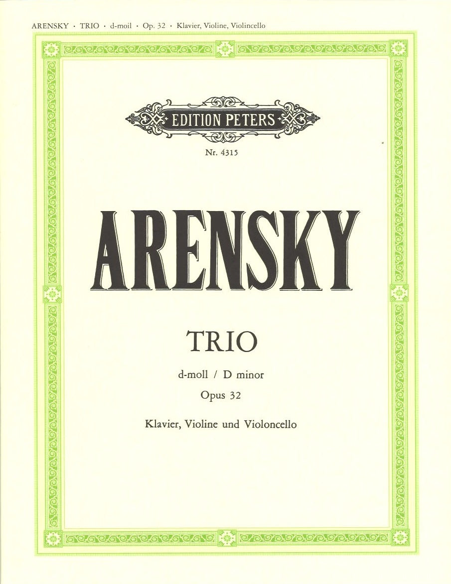 Arensky, Trio op. 32 in d (Peters)