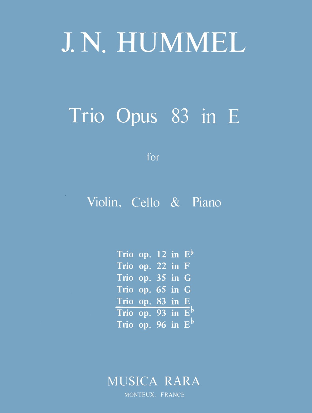 Hummel, Trio op. 83 in E (Vn,Vc,Pf) (Musica Rara)