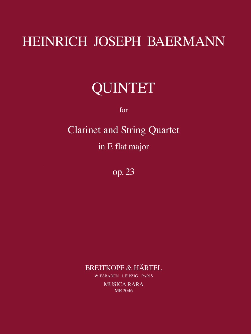 Baermann, Quintet op. 23 in Eb (Cl,Str) (Musica Rara)
