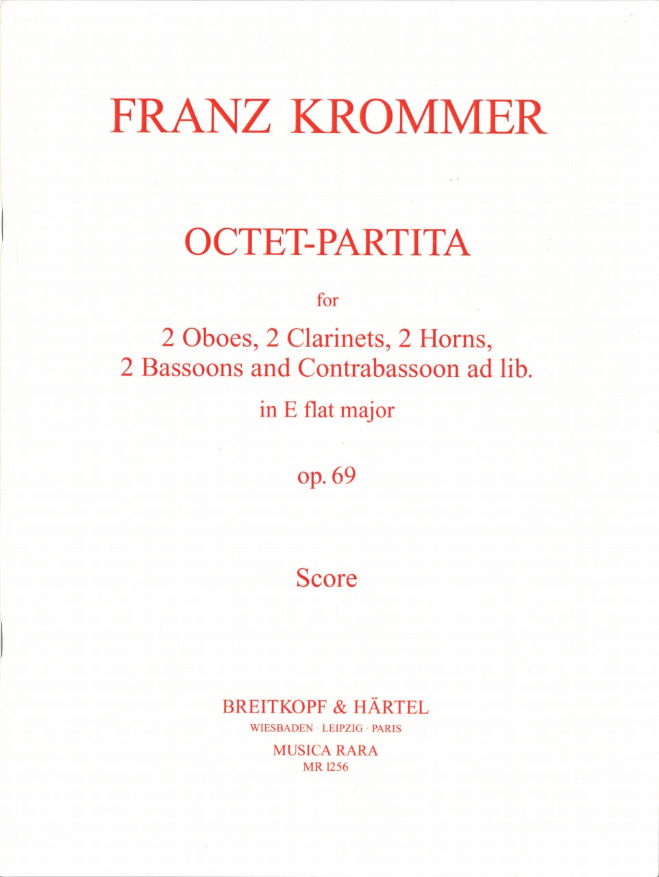 Krommer, Octet-Partita op. 69 in Eb (Musica Rara)
