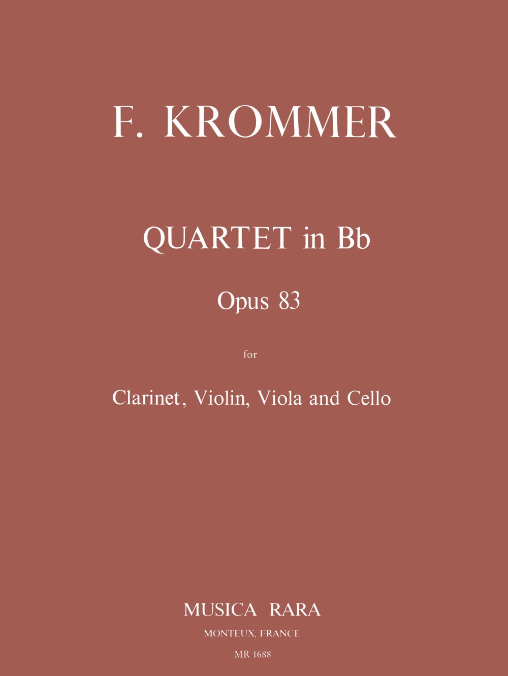 Krommer, Quartet op.83 in Bb (Cl,Str) (Musica Rara)