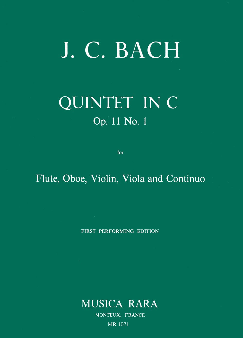 Bach,J.C., Quintet op. 11/1 in C (Musica Rara)