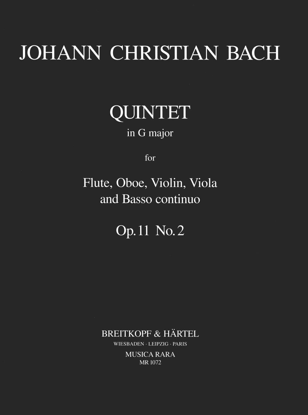 Bach,J.C., Quintet op. 11/2 in G (Musica Rara)