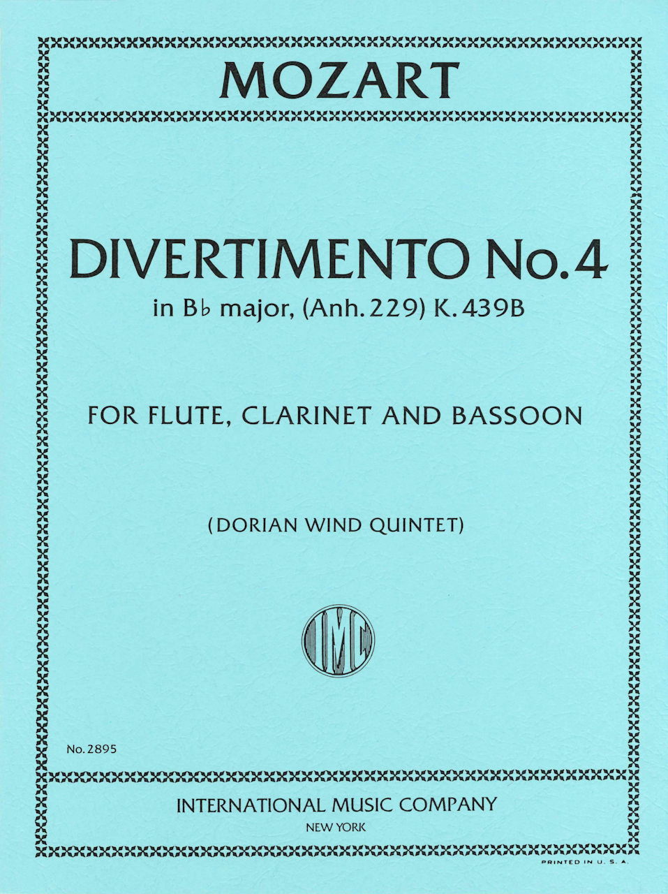 Mozart, Divertimento No. 4 (Fl,Cl,Bn) (IMC)