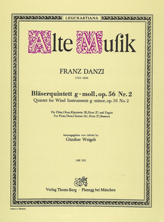 Danzi, Blaser Quintett g-moll op.56/2 (Leuckart)