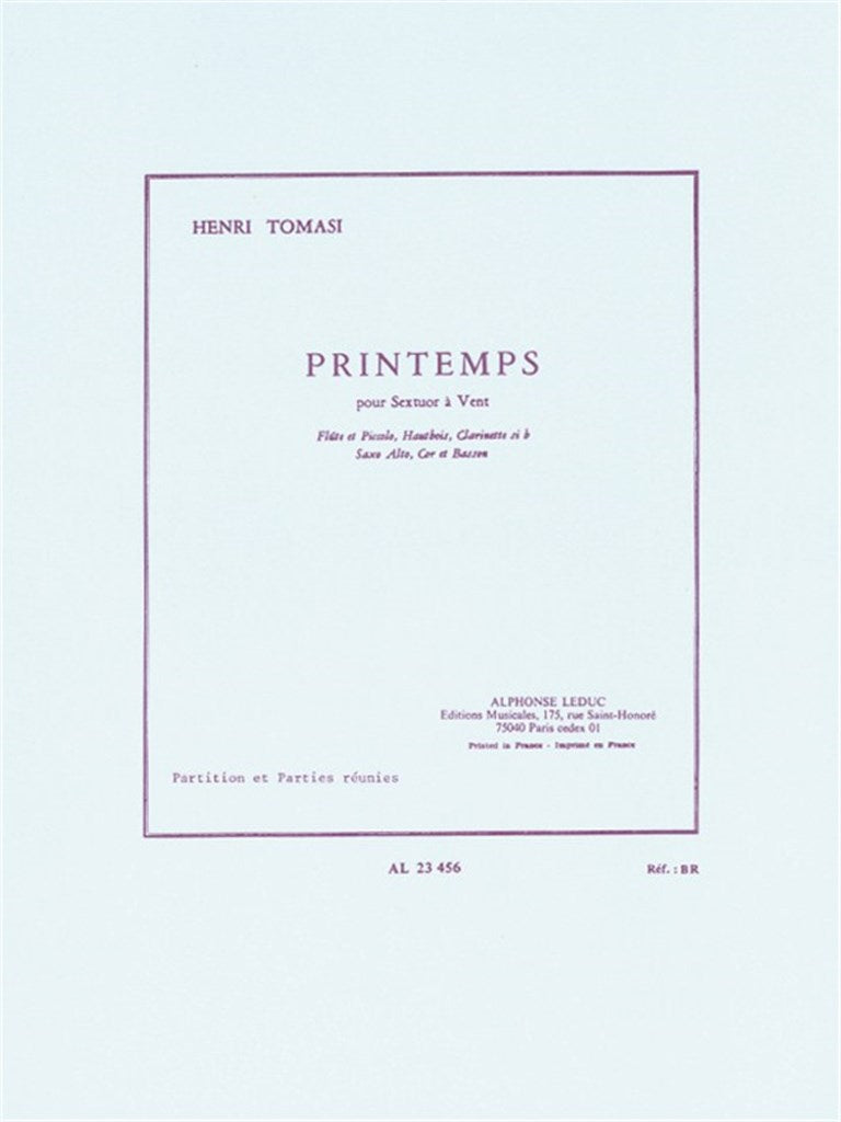Tomasi, Printemps (Pic,Ob,Cl,ASax,Bn,Hn) (Leduc)