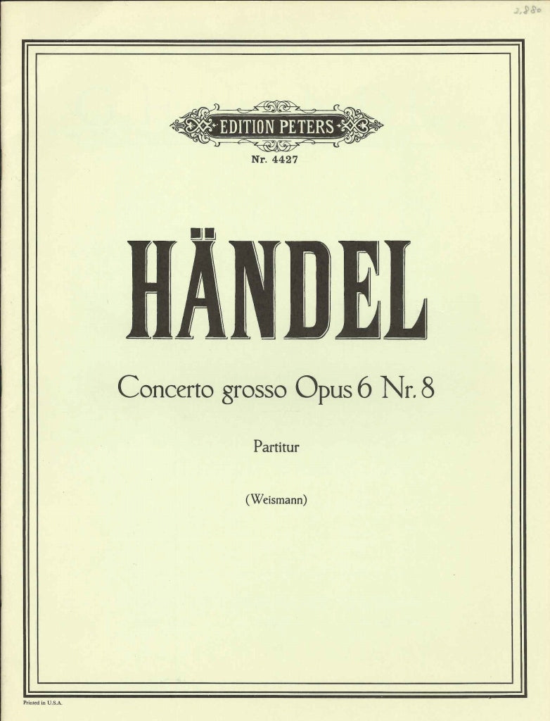 Handel, Concerto op. 6/8 in c Full Score (Peters)