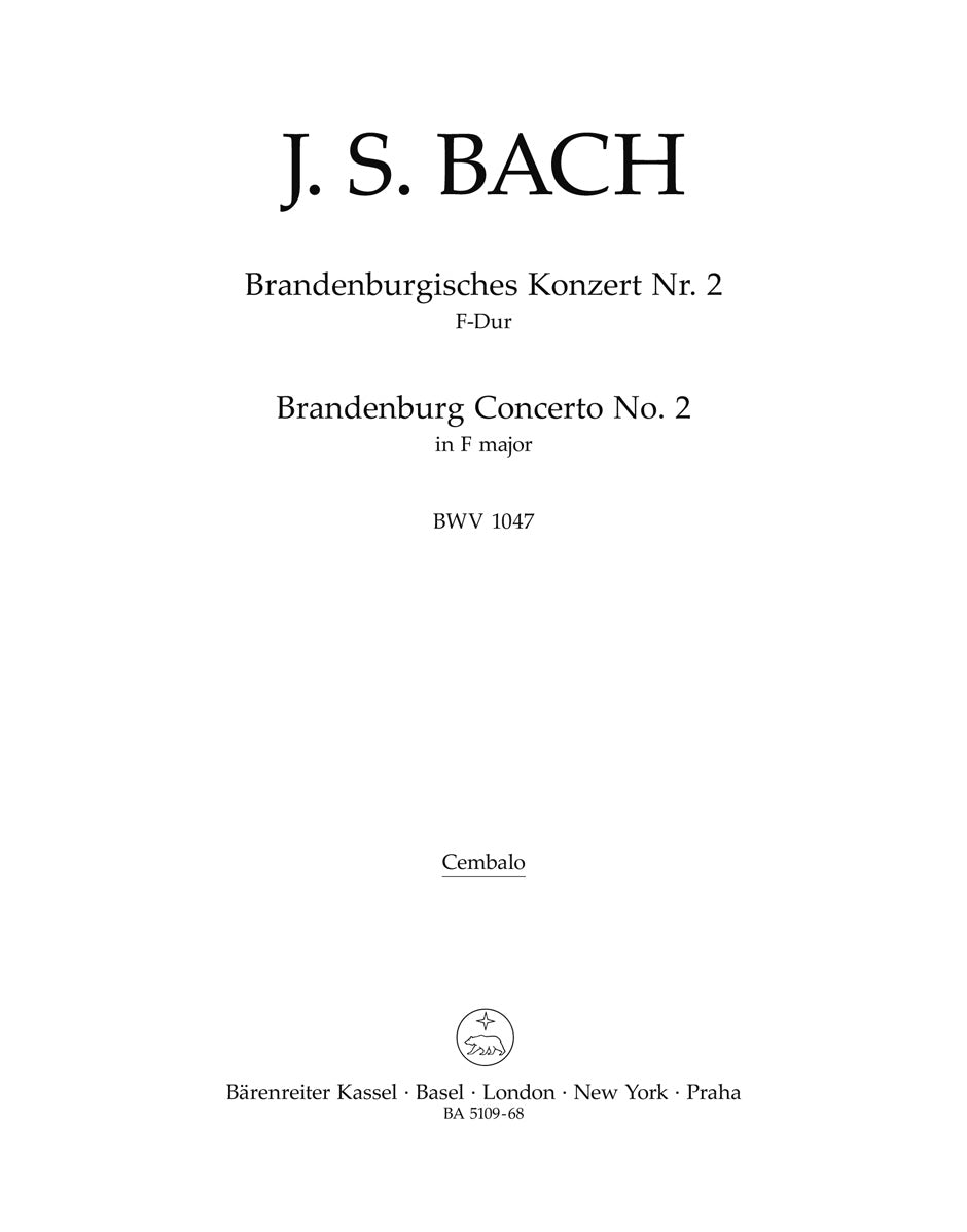 Bach, Brandenburg Conc. No. 2 [CEMBALO] (Barenreiter)