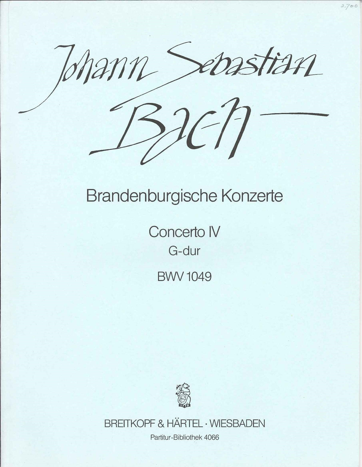 Bach, Brandenburg Concerto 4 Full Score (Breitkopf)