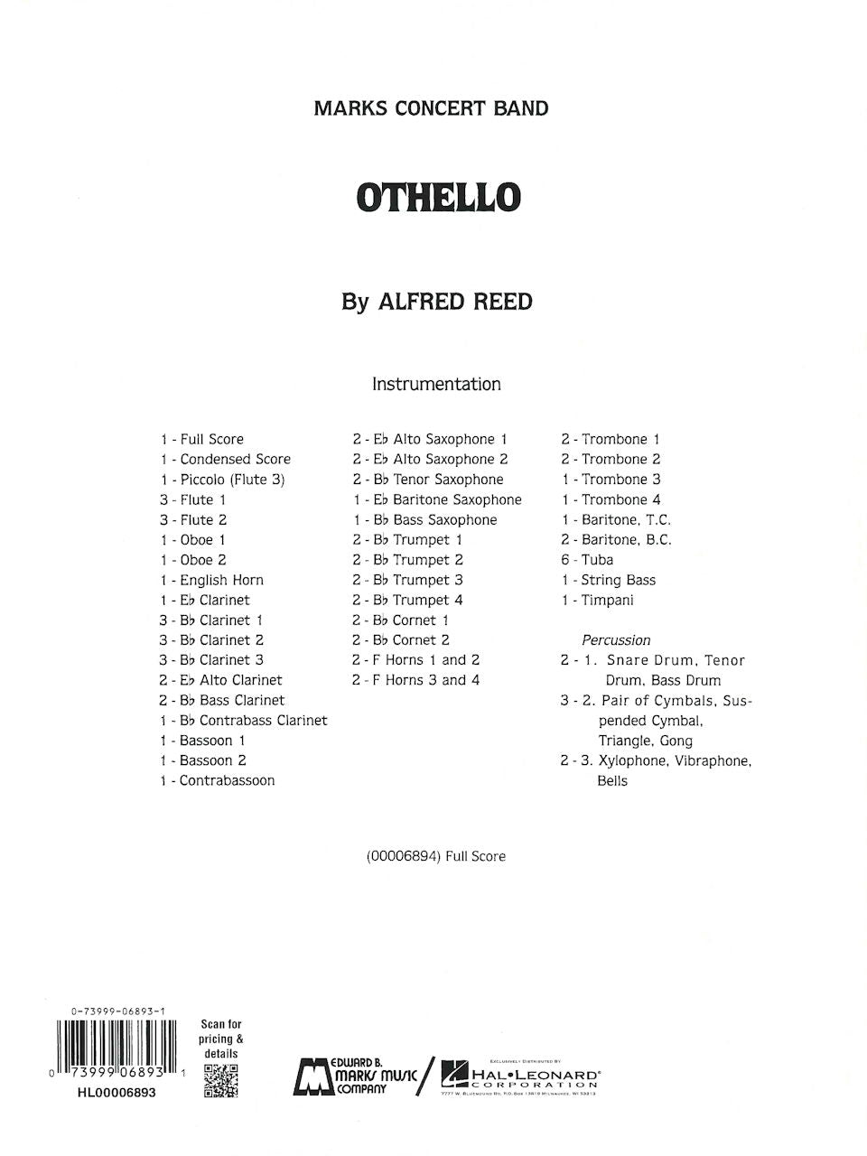 Reed, Othello: A Symphonic Portrait (Marks/Hal Leonard)