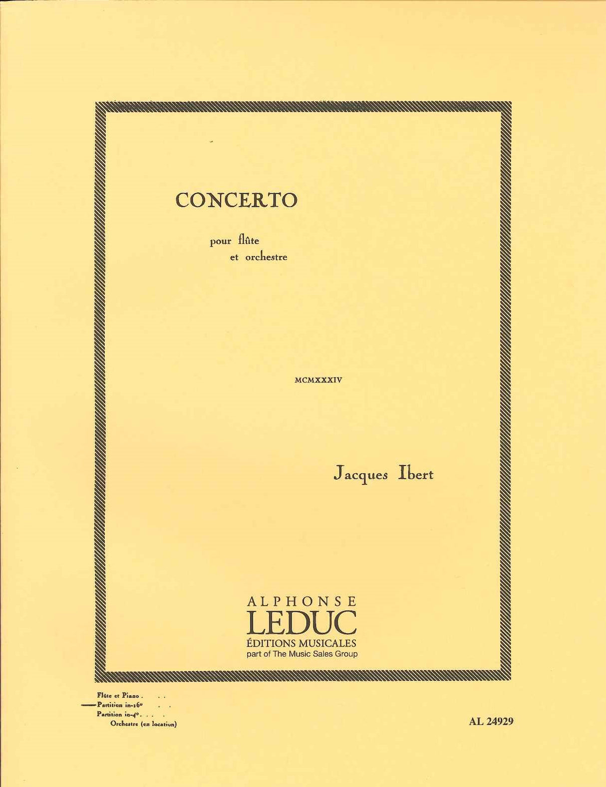 Ibert, Concerto pour flute et orchestre (Leduc)