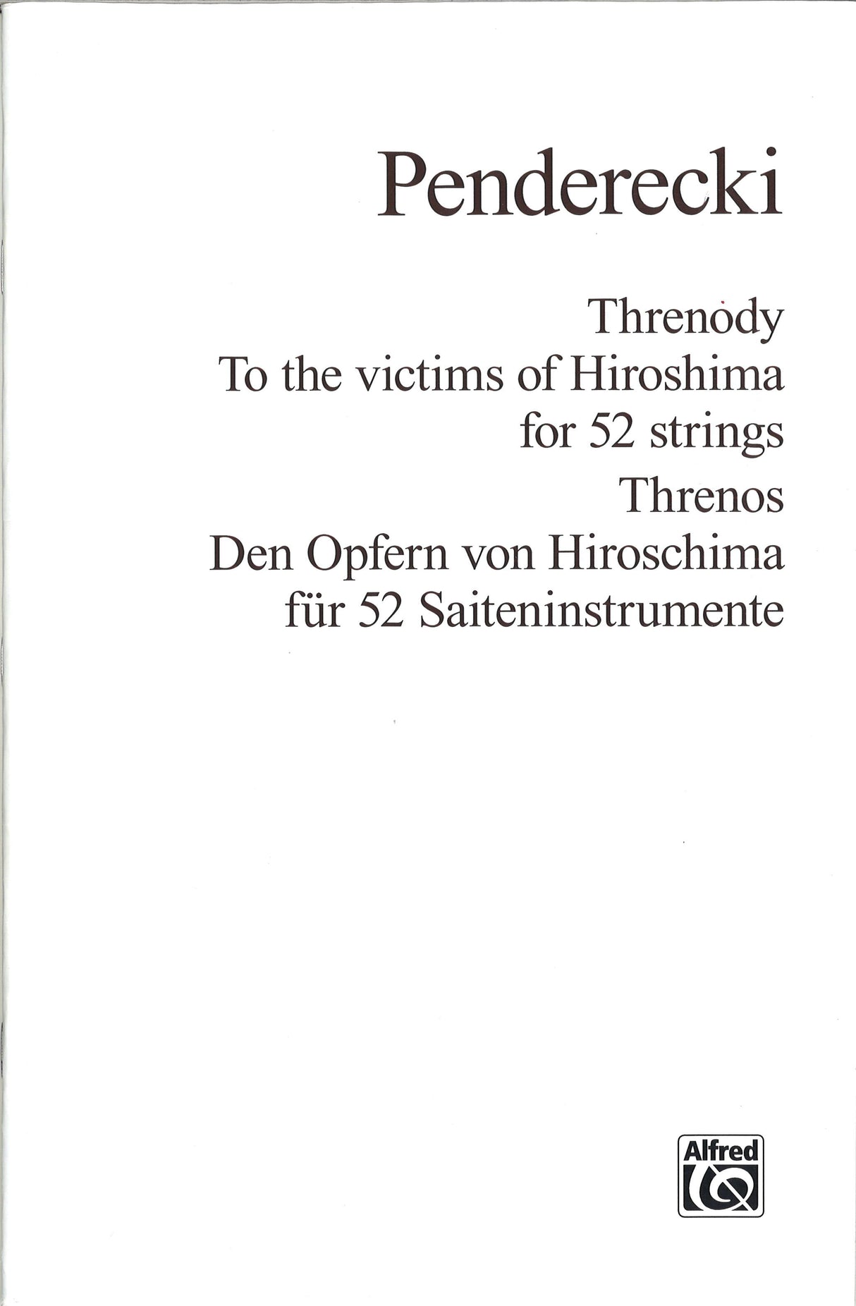 Penderecki, Threnody to the Victims of H (CPP/Belwin)