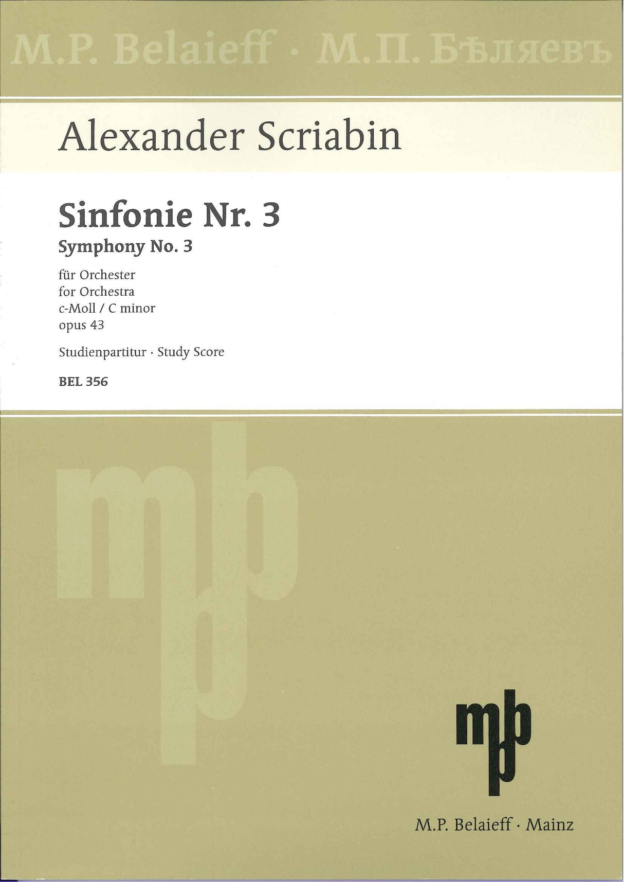 Scriabin, Symphony No. 3 in c op. 43 (Belaieff)