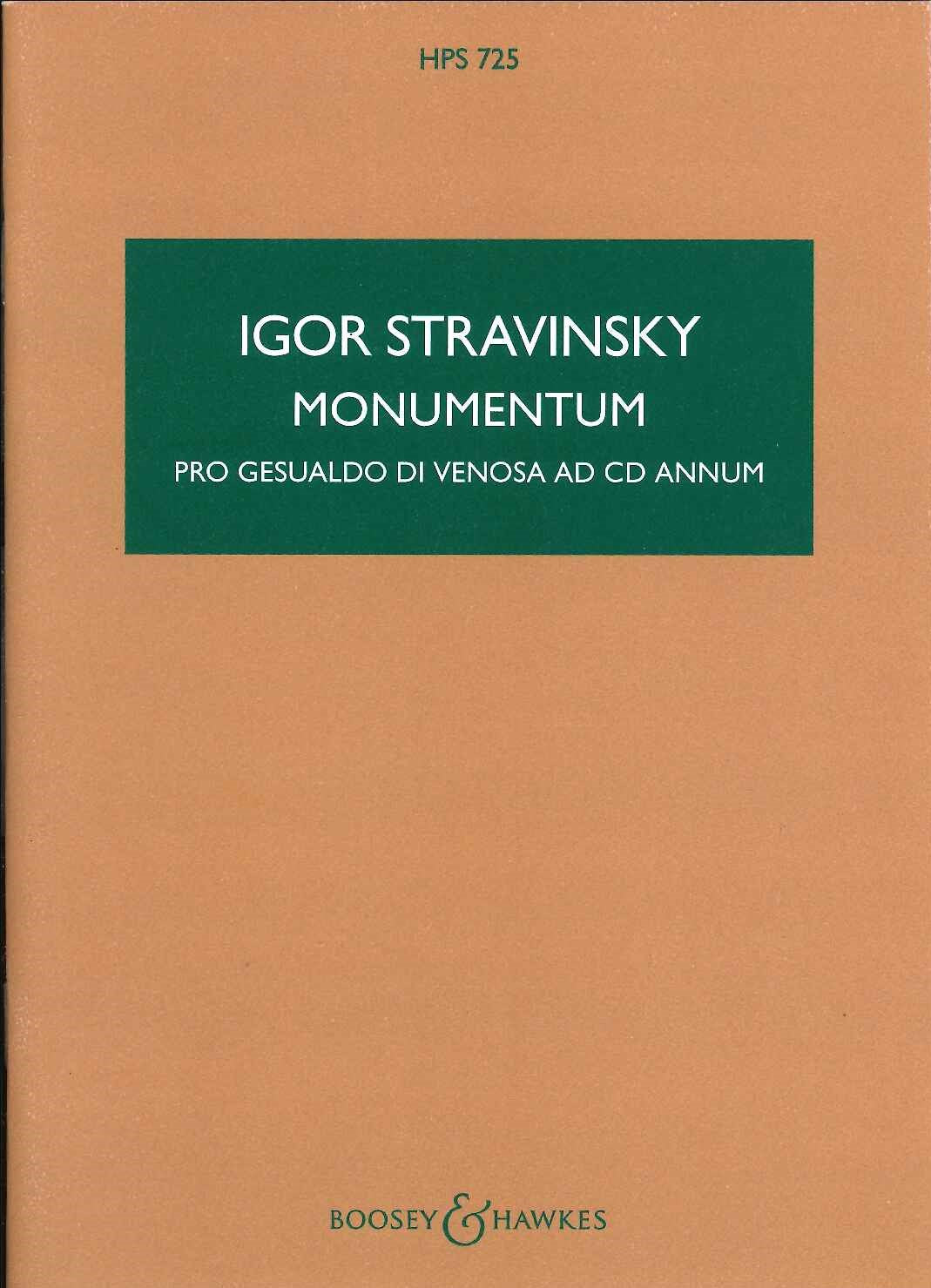 Stravinsky, Monumentum pro Gesualdo (Boosey)