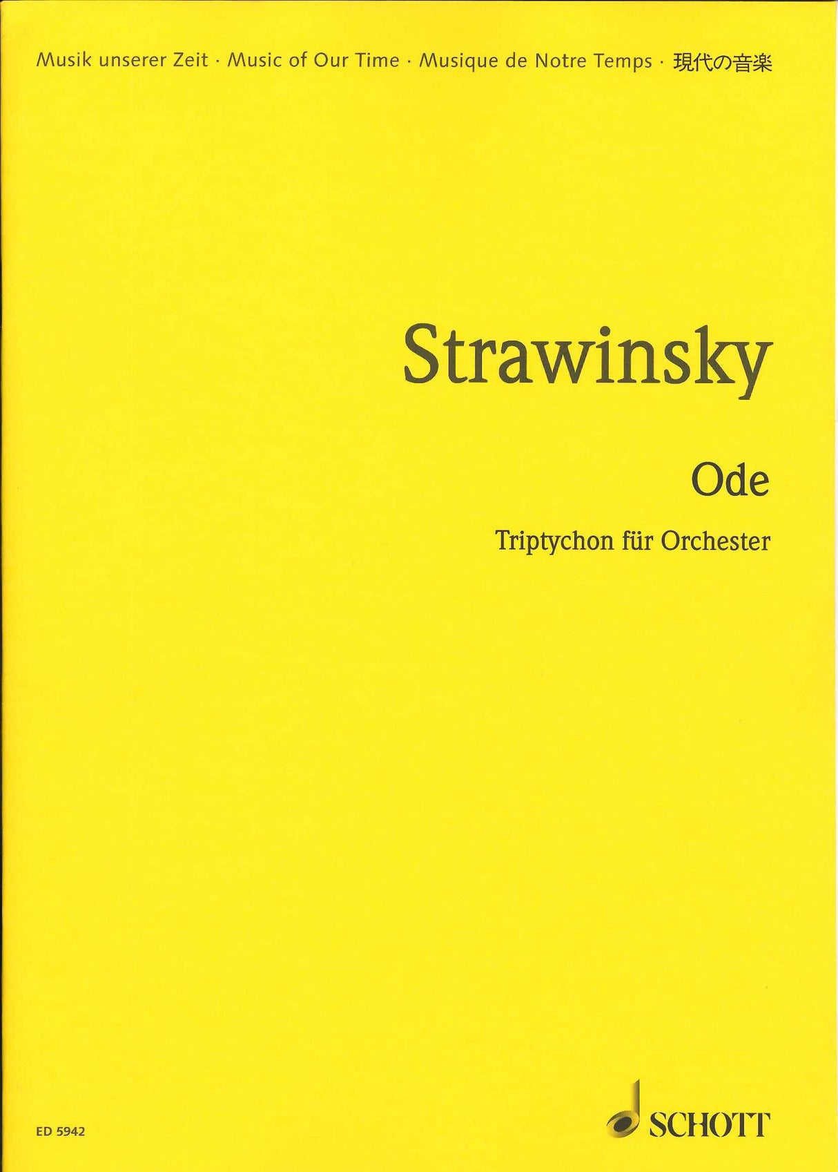 Stravinsky, Ode: Tryptic for Orch.(1943) (Schott)