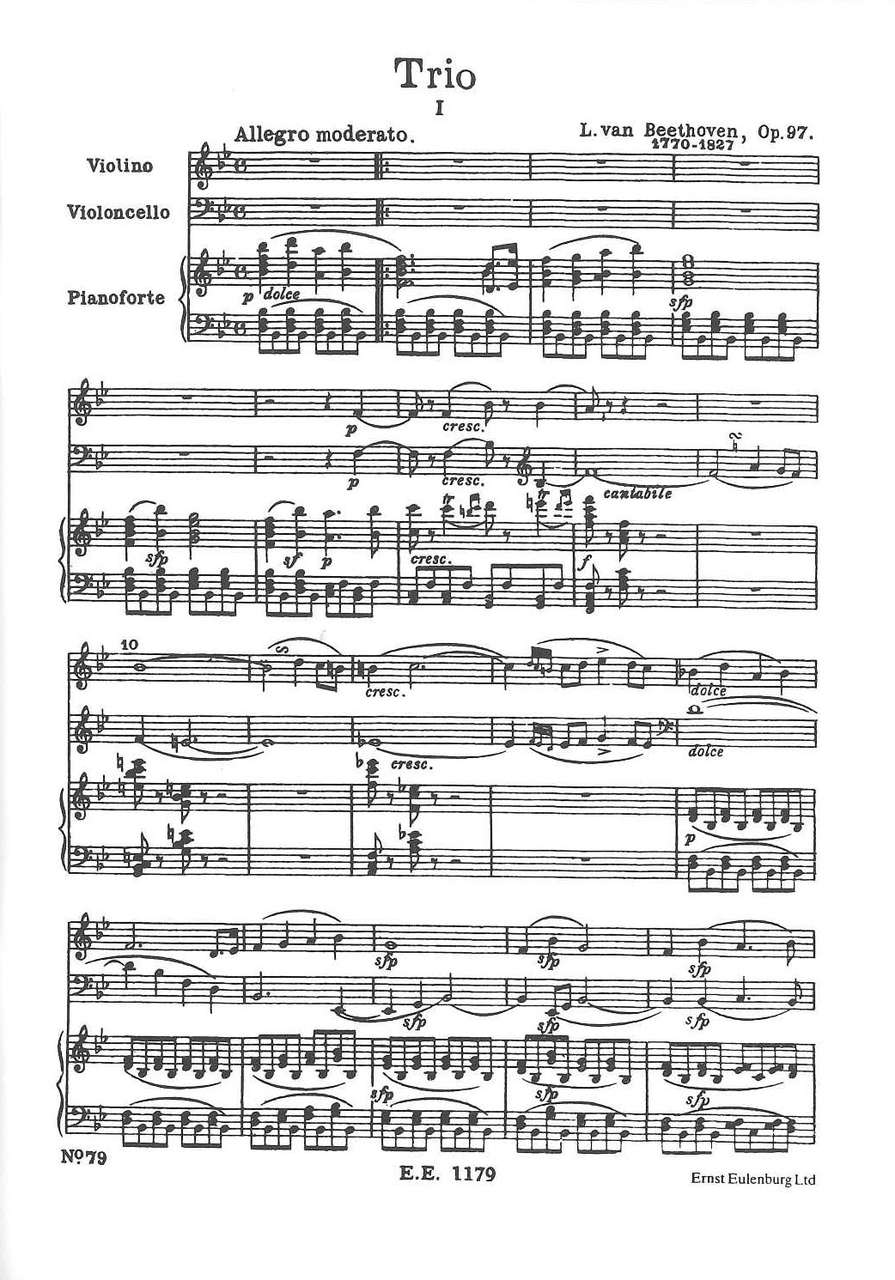 Beethoven, Piano Trio op. 97 'Archduke' (Eulenburg)