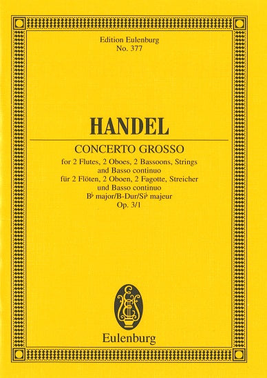 Handel, Concerto grosso op. 3/1 in Bb (Eulenburg)