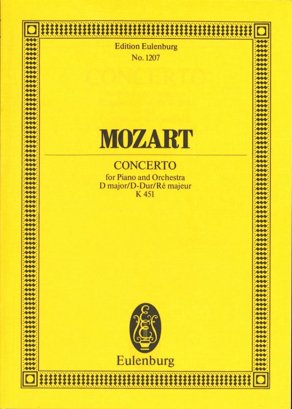 Mozart, Concerto for Piano KV 451 in D (Eulenburg)
