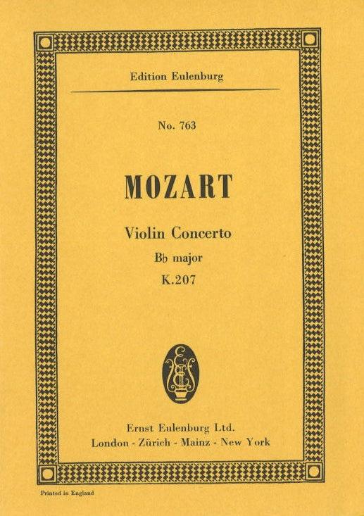 Mozart, Concerto for Violin KV 207 in Bb (Eulenburg)