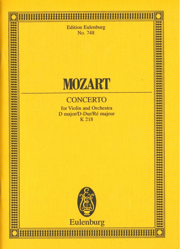 Mozart, Concerto for Violin KV 218 in D (Eulenburg)