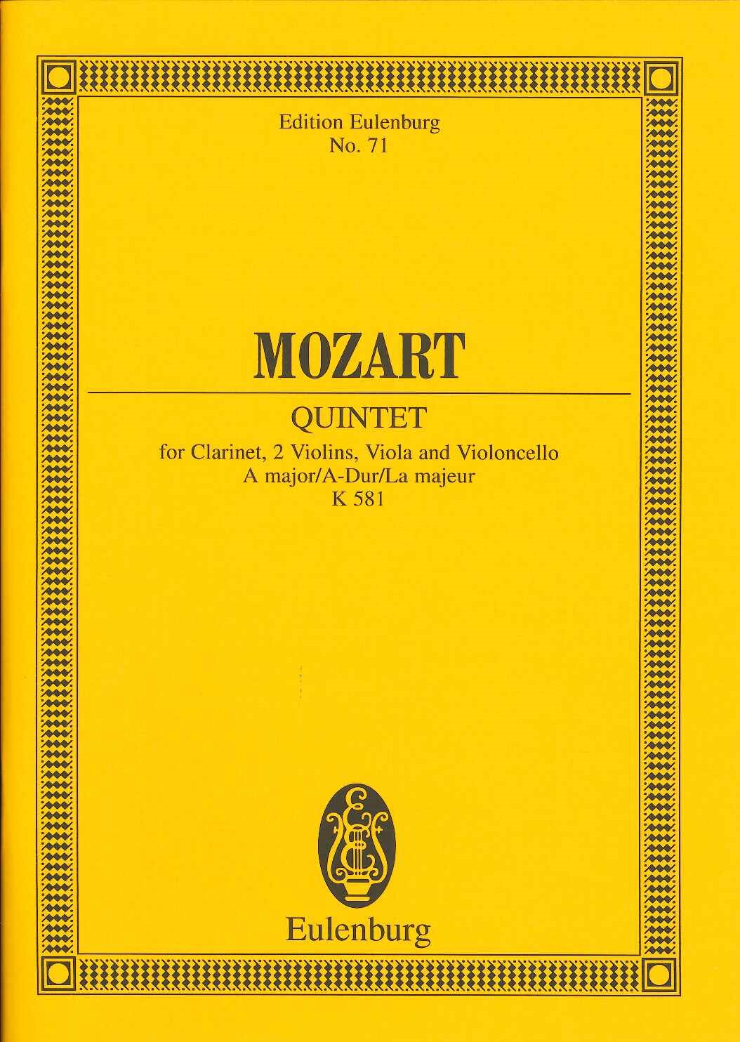 Mozart, Quintet KV 581 in A (Cl,Str) (Eulenburg)