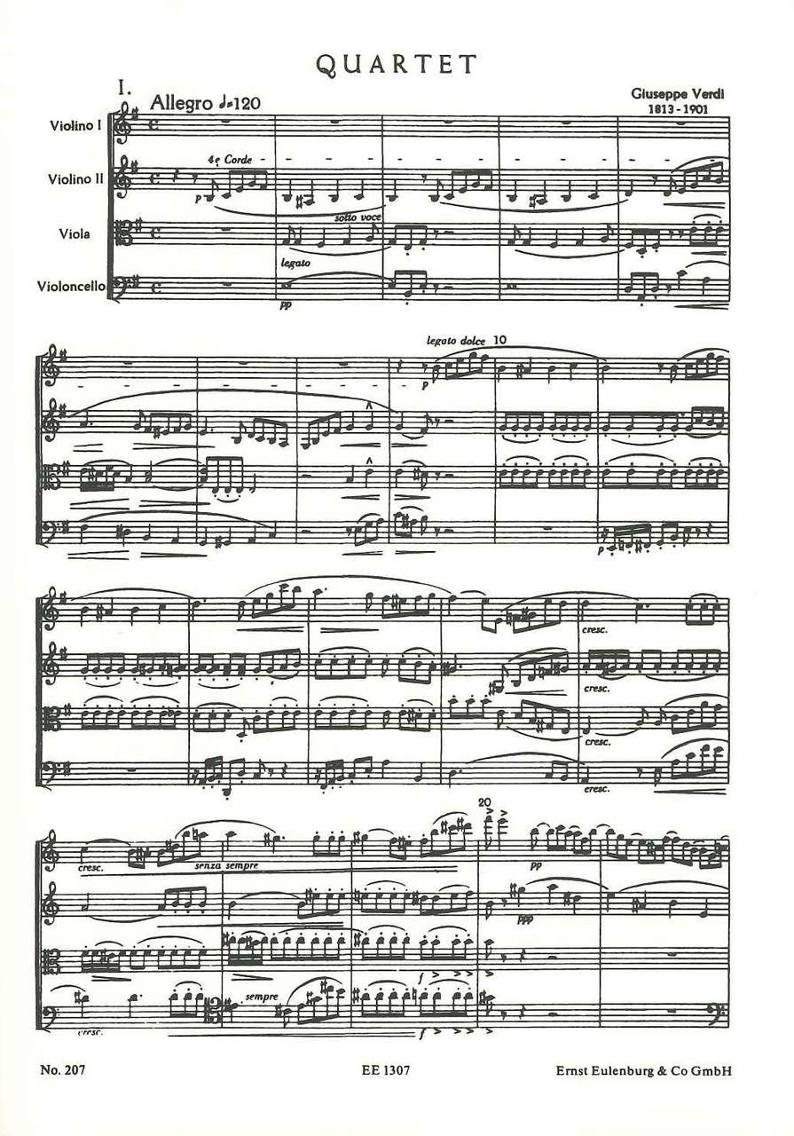 Verdi, String Quartet in e minor (Eulenburg)