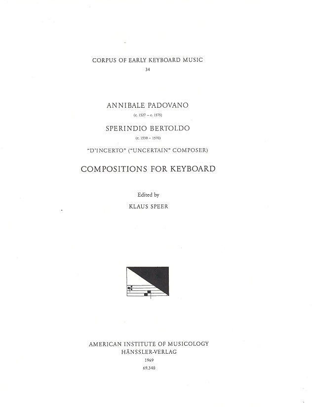 Padovano/Bertholdo, Compositions CEKM 34 (American Institute of Musicology)