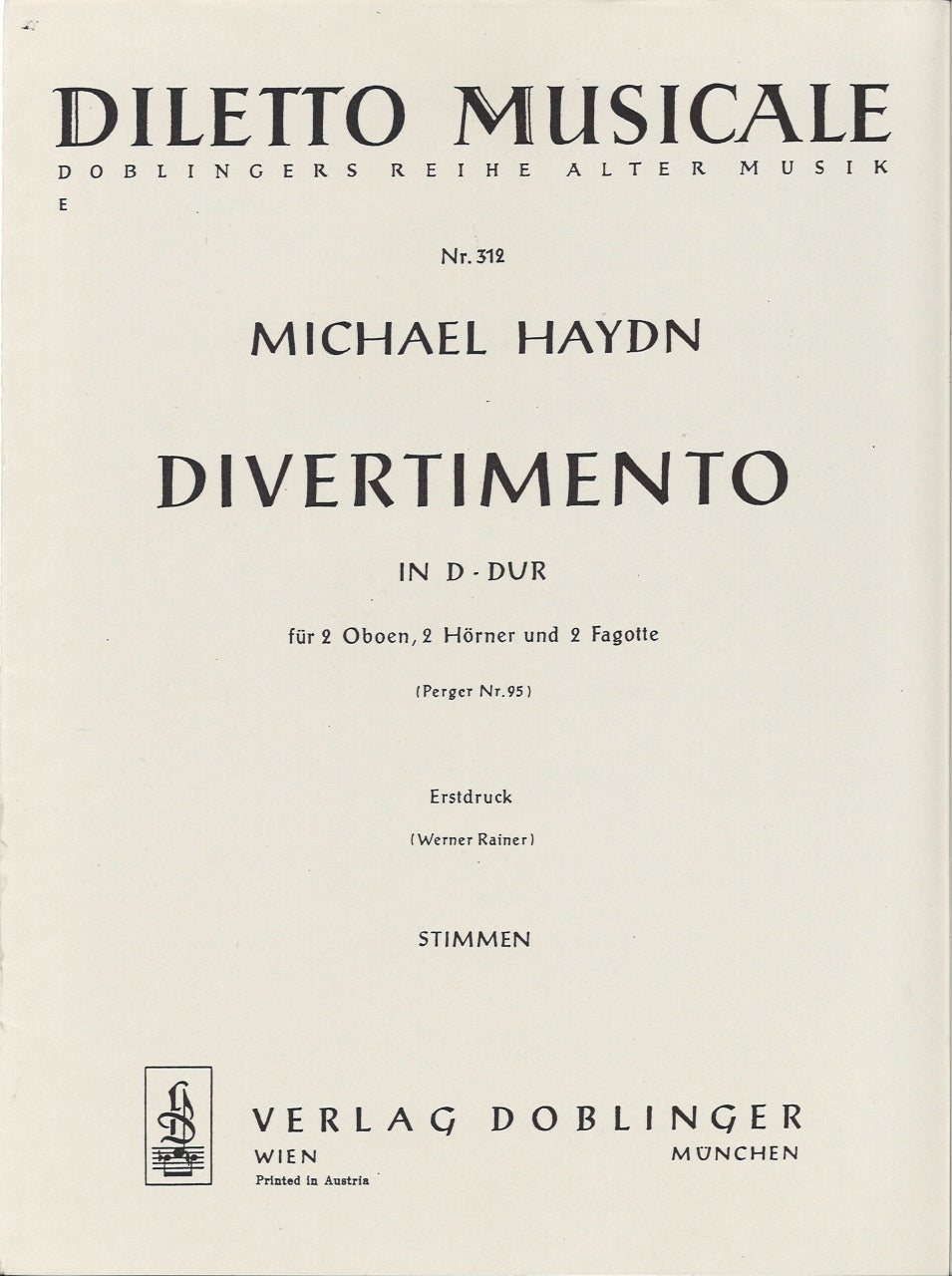 Haydn,M.; Divertimento in D (2Ob,2Hn,2Bn (Doblinger)
