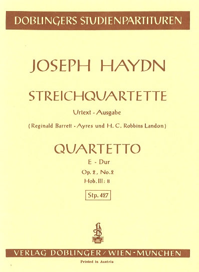 Haydn, String Quartet op.  2/2 in E (Doblinger)